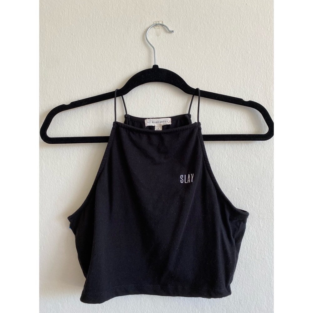 PacSun LA Hearts SLAY black crop top
